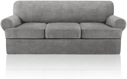 4 Piece T Cushion Sofa Slipcovers Stretch Couch Slip Cover for 3