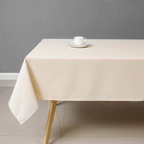 Wewoch Beige Rectangle Tablecloth Water Resistant Washable Polyester