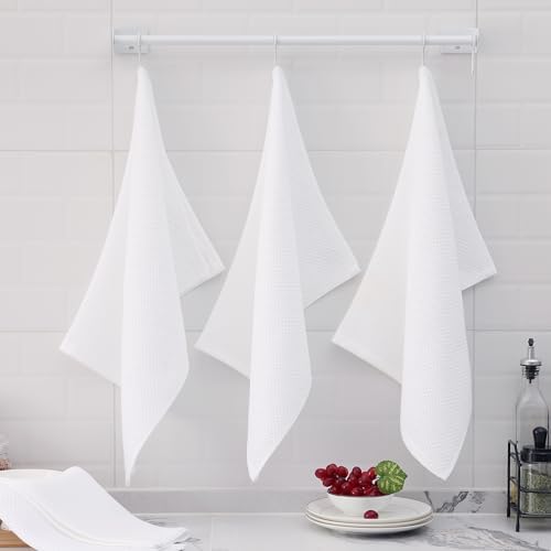 Homaxy 100% Cotton Oversized Waffle Weave Kitchen Towels, 7-Pack