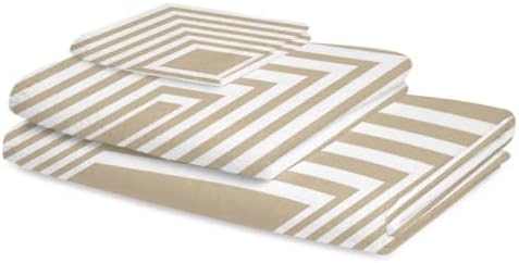 Bath Towels Set of 3 Beige Concentric Squares Bath Towel Hand Towel