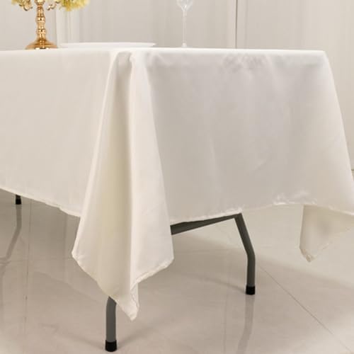 Balsa Circle 60x102 inch Ivory Lamour Satin Rectangle Tablecloth Table