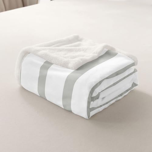 Minimalist Gray and White Stripe Fleece Blanket Twin 60x80 Inch