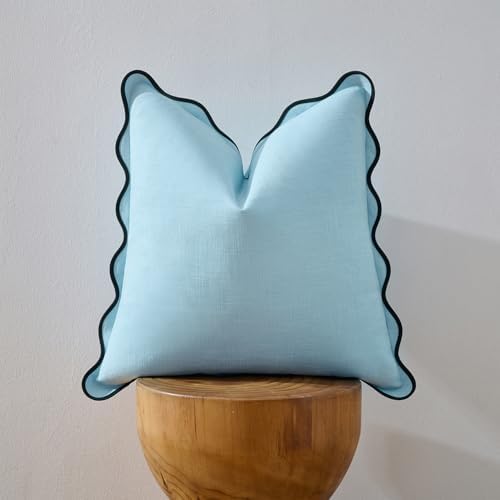 Scalloped Throw Pillow Covers Set of 2 for Living Room, Boho Sytle