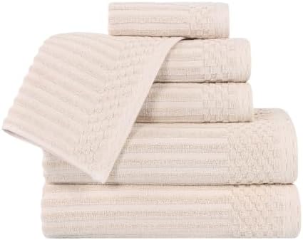TRP Modern Heavyweight Thick Absorbent Cotton Bath Towels Set of 6