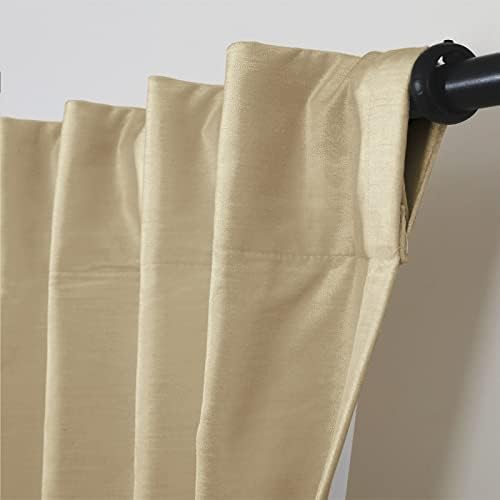 TWOPAGES Simple Taupe Luster Cotton Velvet Curtain with Back Tab