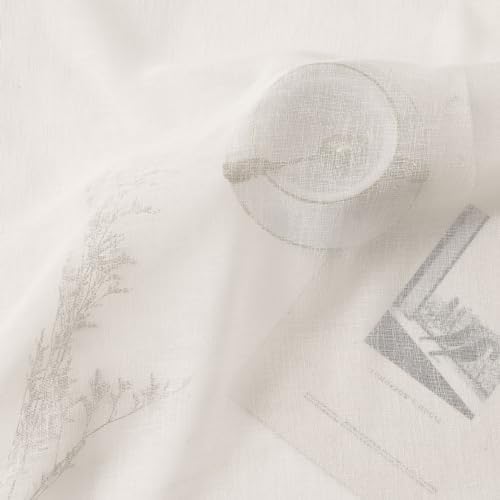 Macochico 120”Wx102”L Sheer Linen Curtains Semi Sheer Window Treatment