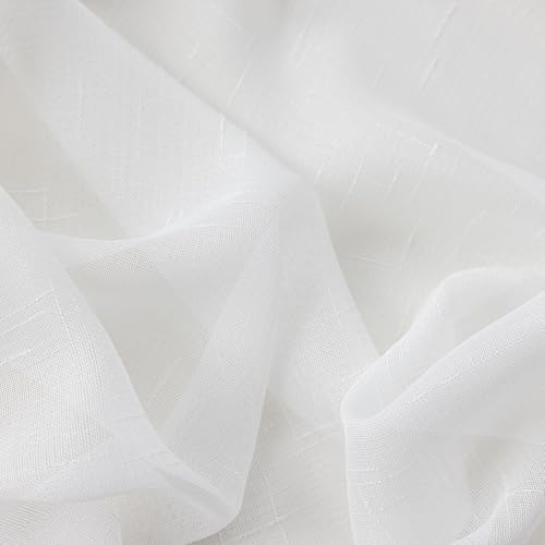 Off White Pinch Pleated Sheer Curtains 108 Inch Long Floor to Ceiling