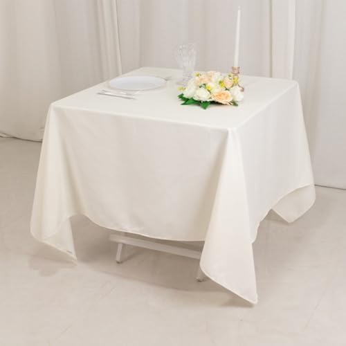 Balsa Circle 70x70 Ivory Square Cotton Blend Tablecloth Linens | Stain