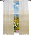 Beige White Sheer Curtains 108 Inch Long 2 Panels Light Filtering