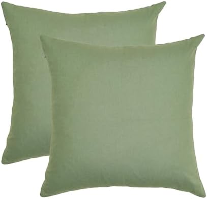 RELY+ Cotton Throw Pillow Covers 20x20 Inch Set of 2 Sage Green