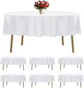 6 Pack White Round Tablecloths 70 Inches Table Cloth Stain and Wrinkle
