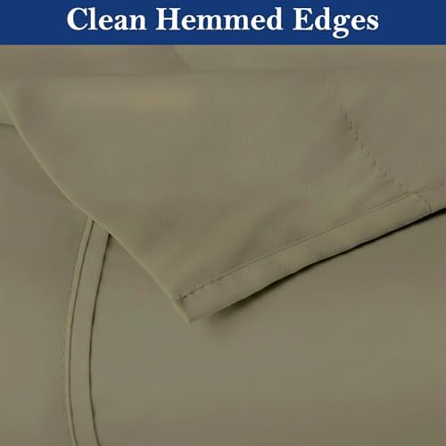SKY BEDDINGS Queen Flat Sheets, 100% Egyptian Cotton, Sateen, Taupe