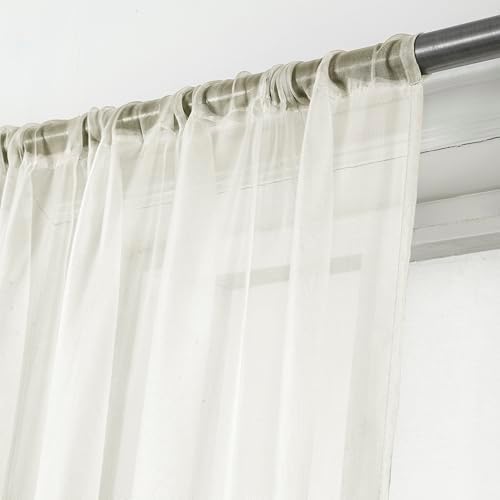 Set of 2 Sheer Curtain Panels Solid Color Rod Pocket Breathable &