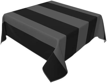 Black and Gray Silver Stripes Tablecloth, 60" Square Washable