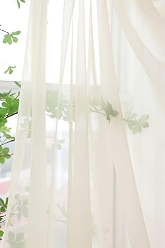PHILEASY Window Beige Sheer Curtains 120 Inches Long 2 Panels Sheer