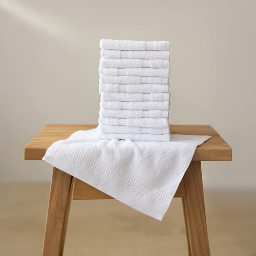 SALBAKOS 12-Piece 100% Turkish Cotton Washcloths and Face Towels
