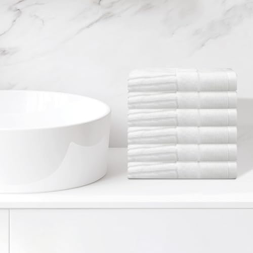 Striped Cotton Washcloths, Comfort 6 Pack Face Towels, Absorbent