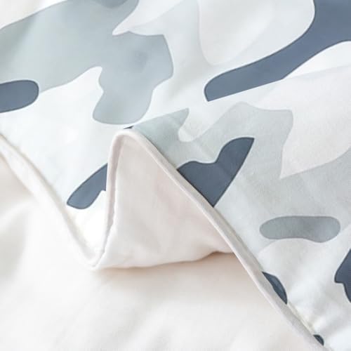 Manfei Grey Camouflage 100% Cotton Duvet Cover Set Minimalist Camo