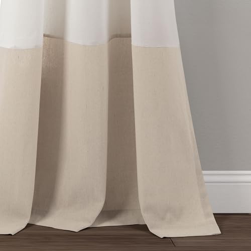 Lush Decor Faux Linen Grommet Colorblock Window Curtain Panel Single