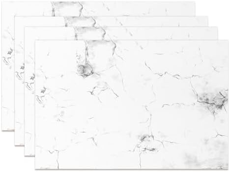 Classic White Marble Placemats Set of 4 12x18 Inch Gray Veins Natural