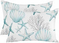 Outdoor Pillow Covers with Inserts,Teal Coastal Waterproof Decorative