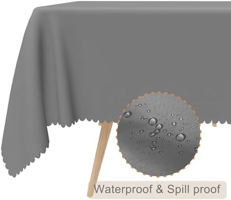60x120inches Light Grey Rectangle Tablecloth Solid Color Stain and