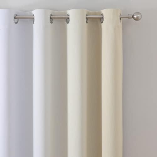 Beige and Greyish White Ombre Blackout Curtains Living Room 108 Inches