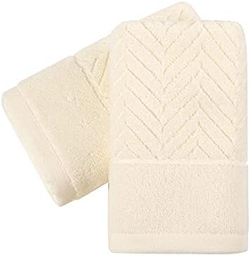 YiLUOMO Beige Hand Towel Set of 2 100% Cotton Ultra Soft Highly