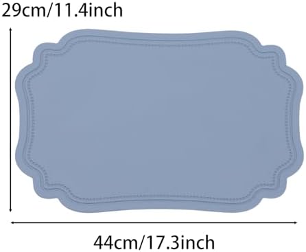 Blue Placemats Indoor Set 6,Faux Leather Table Mats Waterproof