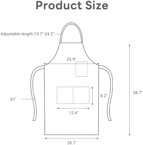 Chef Apron, Adjustable Kitchen Apron with 3 Storage Pockets