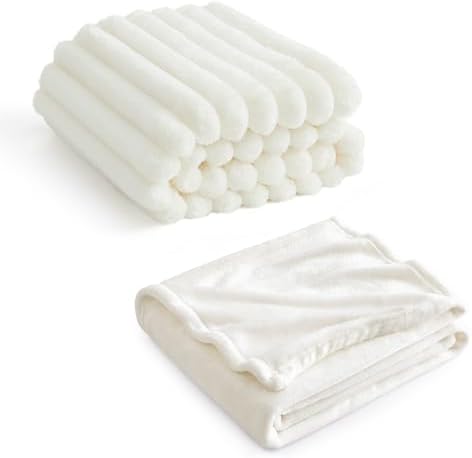 Bedsure Fleece Blanket California King Cream&California King