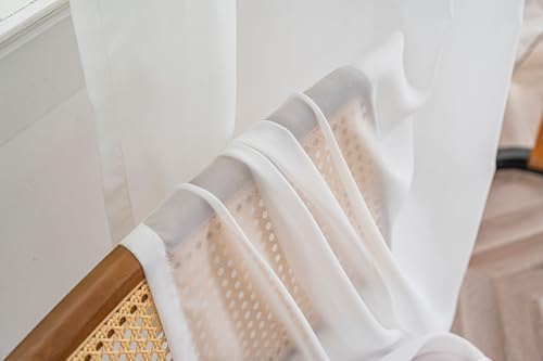 Ivory Sheer Curtains 96 Inches Long, Grommet Semi-Transparent Light