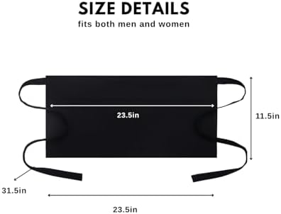 PurpleEssences Waist Aprons, 3 Pockets, Durable, 23.5x11.5 Inch