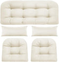 Wicker Chair Cushions, 5Pcs Outdoor Cushions Sets, Cream