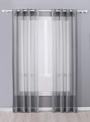 Decotex 2 Piece Sheer Voile Grommet Top Window Curtain Panel Drapes