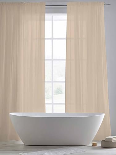 Solid Color Sheer Curtains for Living Room 108 inch Length 2 Panels
