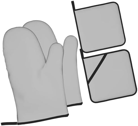 4Pcs Oven Mitts and Potholders, Solid Color Light Gray Elegant Modern