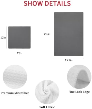 Charcoal Solid Color Dish Towels Set, Waffle Weave Kitchen Towels