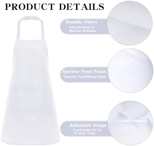 Fengek 8 Pcs Bib Apron for Unisex Colorful Kitchen Apron Bulk with 2