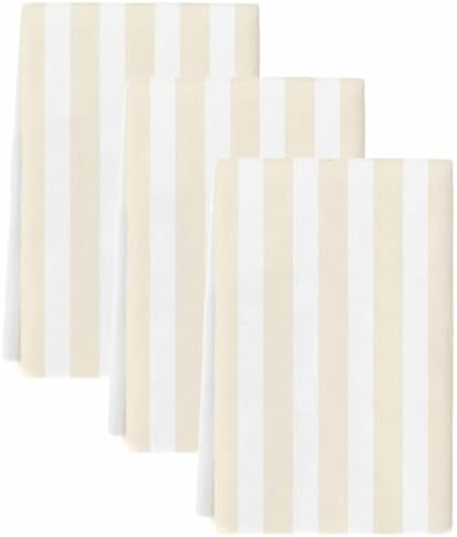 LooPoP Kitchen Towels Set of 3 Cream Stripes Dish Towels and
