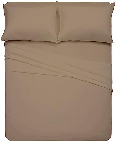 SKY BEDDINGS Short Queen Sheets Set (60 x 75), 1800 Ultra-Soft, Taupe