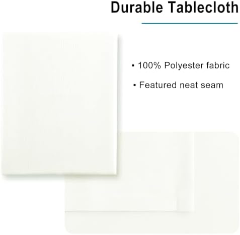 Hiasan Ivory Tablecloth for Rectangle Tables, 54 x 108 Inch, 1 Pack