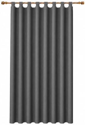 Tab Top Blackout Window Curtain 30W x 120L Inch Dark Grey, 1 Panel