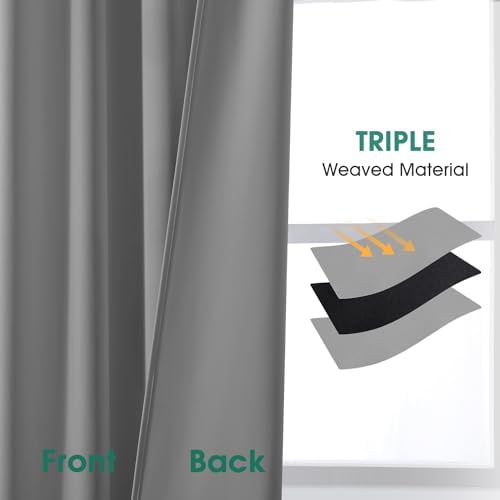 HOMEIDEAS Blackout Curtains, 2 Pages Light Grey Room Darkening Bedroom