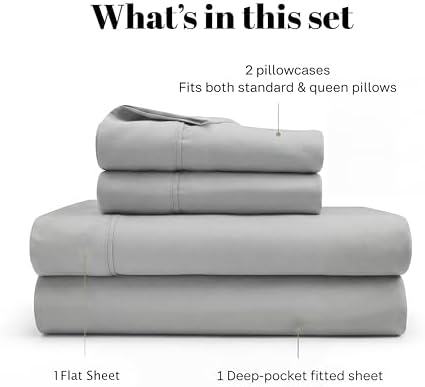 SUPERIOR Egyptian Cotton 530 TC Deep Pocket Sheet Set, Twin XL