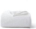 100% Cotton Waffle Blanket for Bed Full Size, White, 84 x 90 Inches