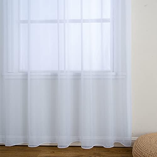Linentalks Extra Wide White Sheer Curtains For Living Room, Patio Door