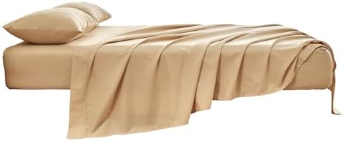 Kingnex Oversized King Flat Sheet 132x110 Top Sheet Only Beige