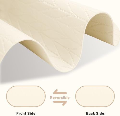 Placemats Set of 6 Double-Sided Faux Leather Leaf Design Oval
