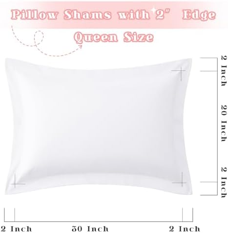 Homiest White Pillow Shams Queen Size Set of 2, 2-Inch Flange
